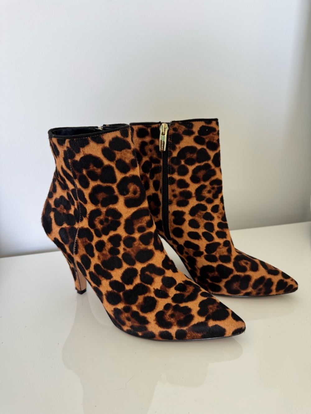 Vince Camuto Leopard Print Pointed Toe Ankle Boots
